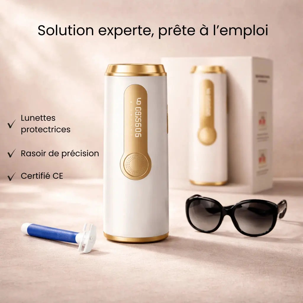 Packshot de l'épilateur à lumière pulsée IPL LUNA TRYOVIA avec son packaging