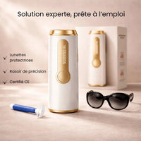 Packshot de l'épilateur à lumière pulsée IPL LUNA TRYOVIA avec son packaging